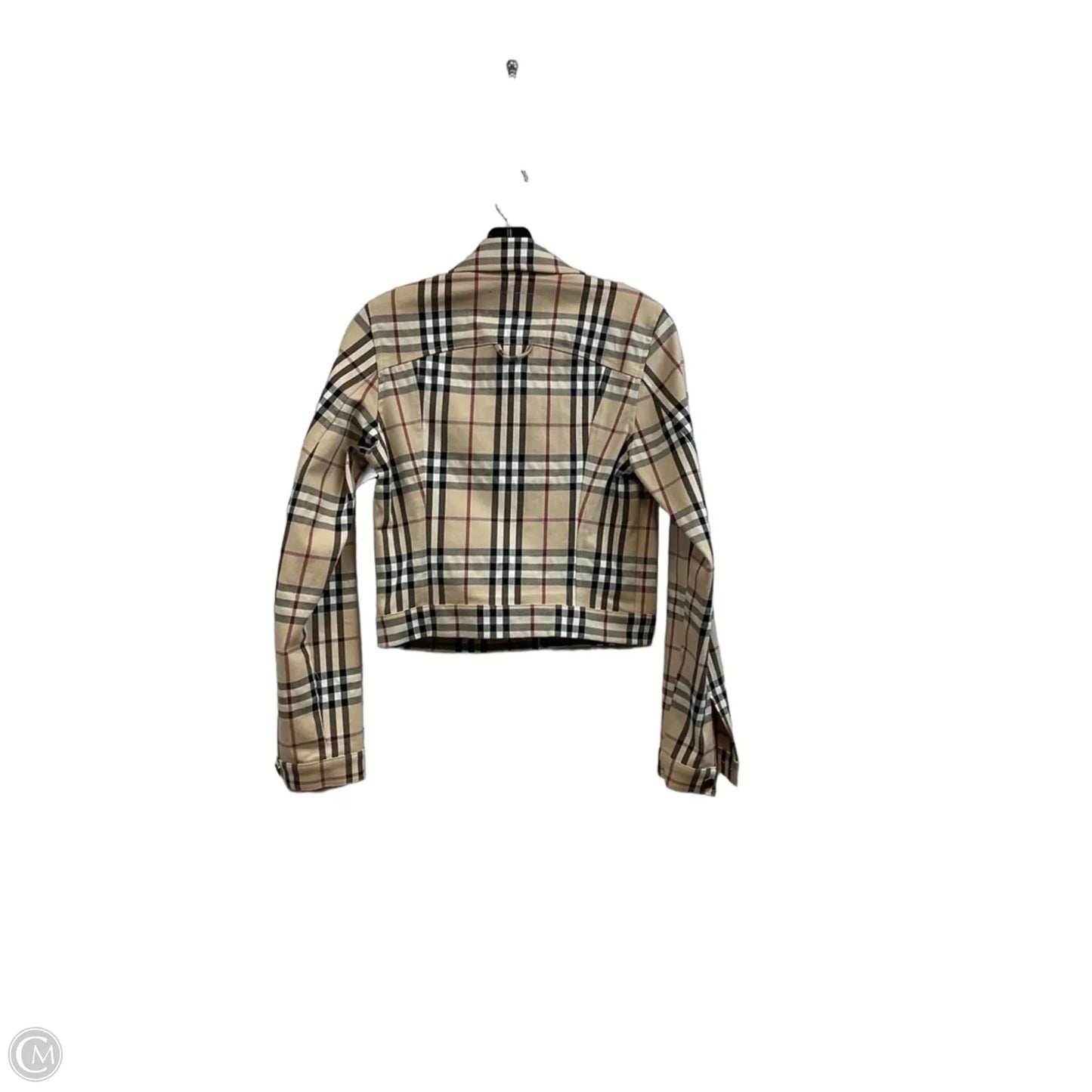 Jacket Luxury Designer By Burberry In Plaid Pattern, Size: S