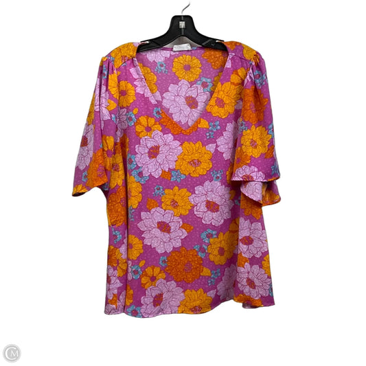 Top Short Sleeve By Emily Wonder In Pink, Size: 1x