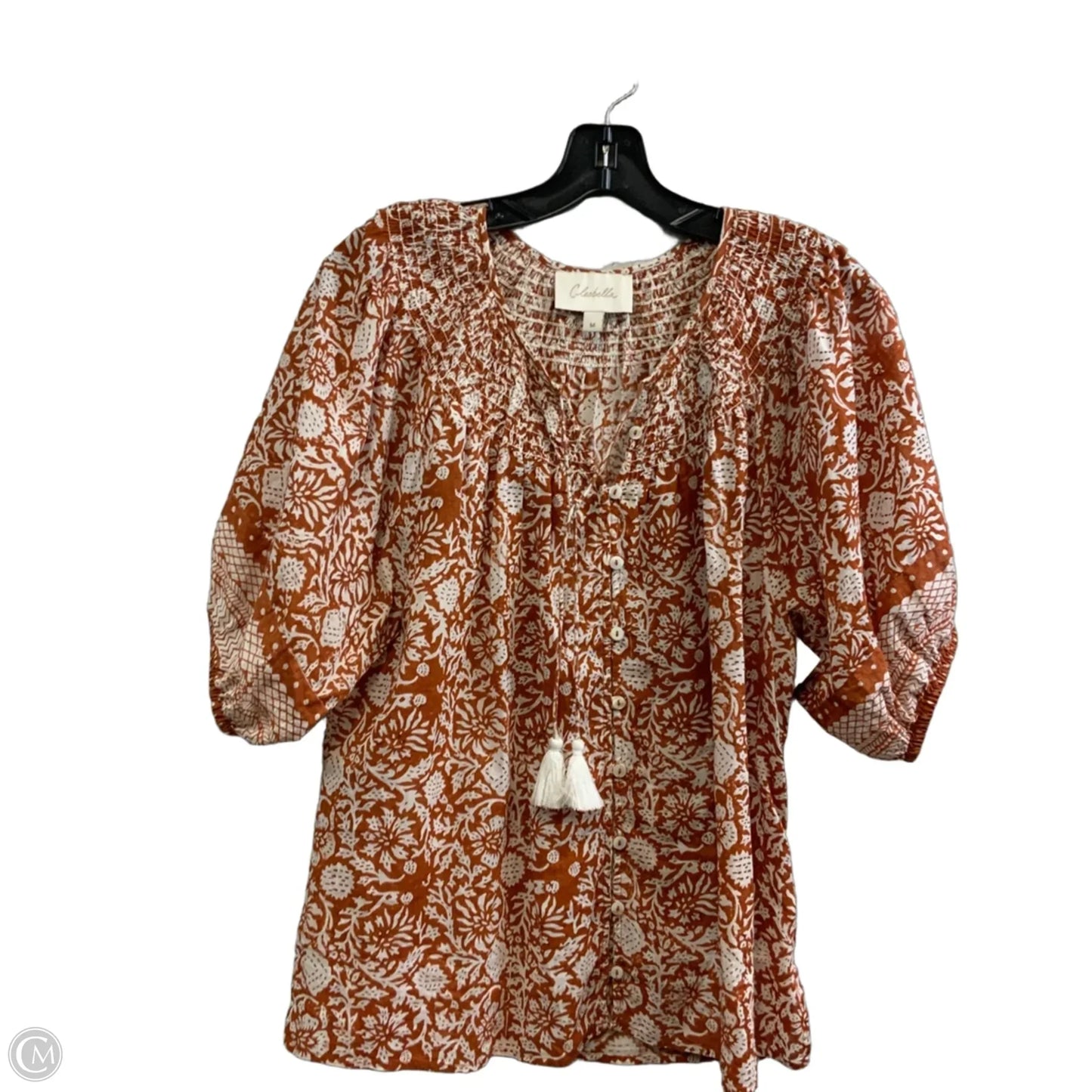 Top Short Sleeve By Cleobella In Brown, Size: M