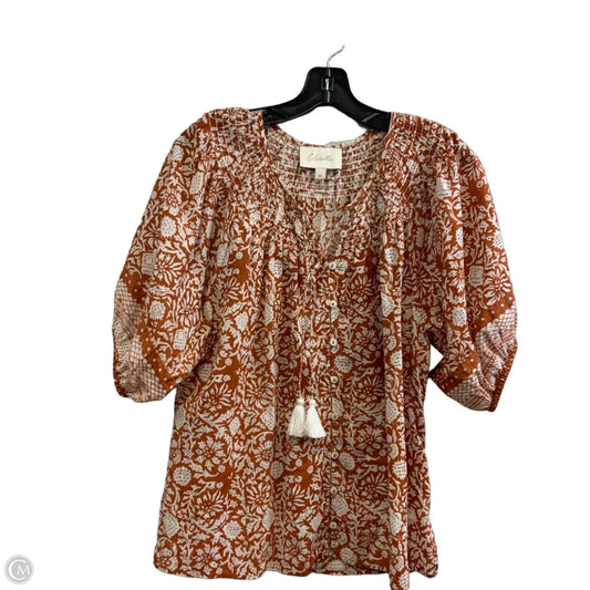 Top Short Sleeve By Cleobella In Brown, Size: M
