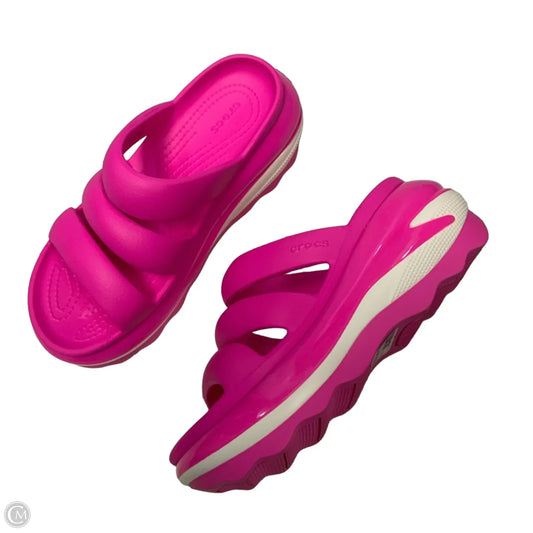 Sandals Heels Wedge By Crocs In Pink, Size: 8