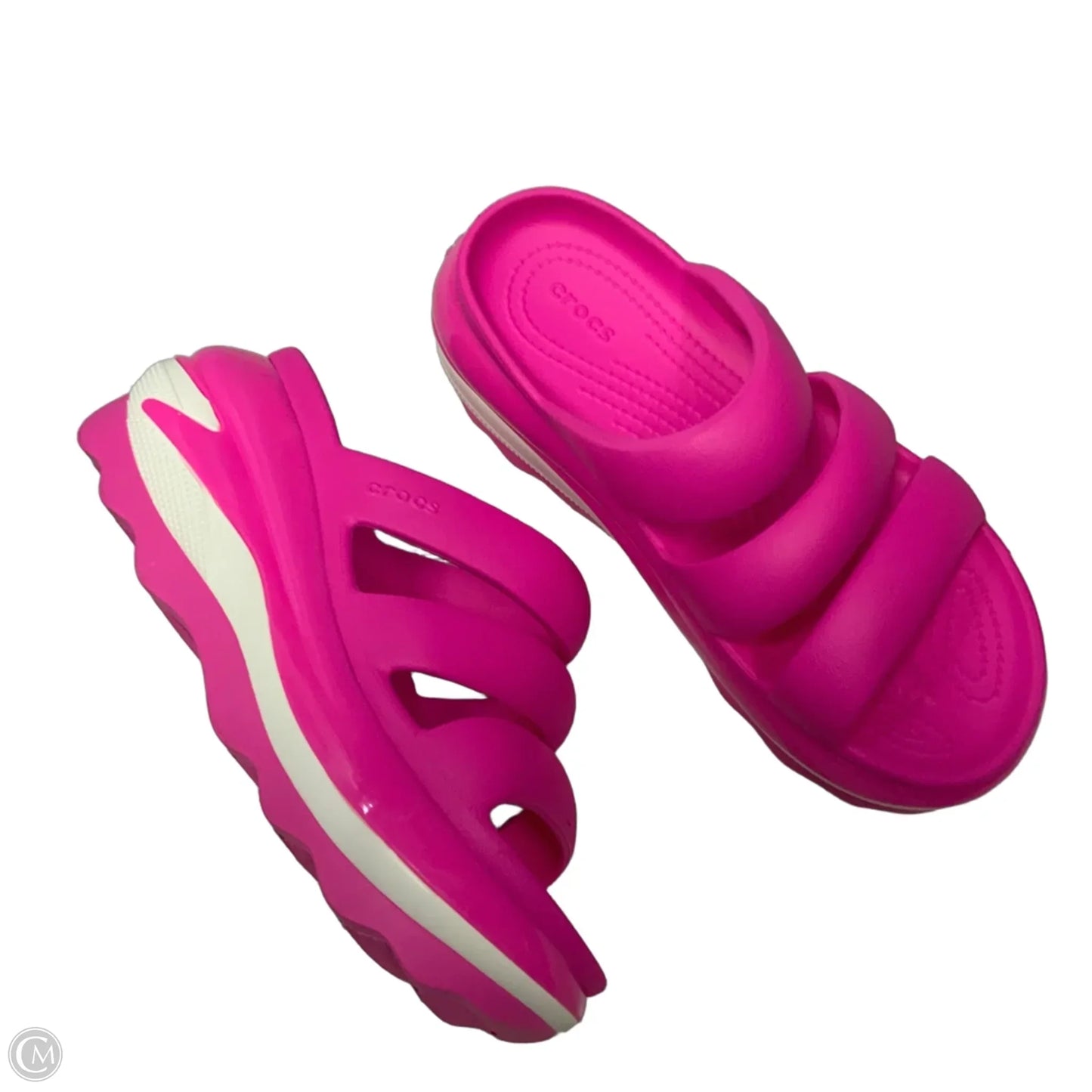 Sandals Heels Wedge By Crocs In Pink, Size: 8