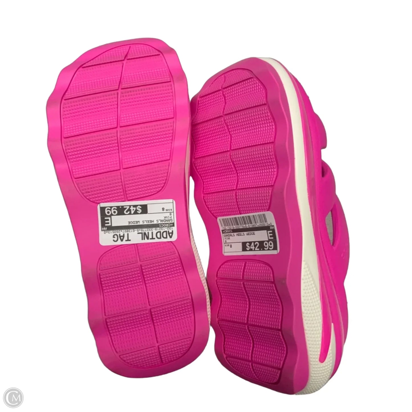 Sandals Heels Wedge By Crocs In Pink, Size: 8