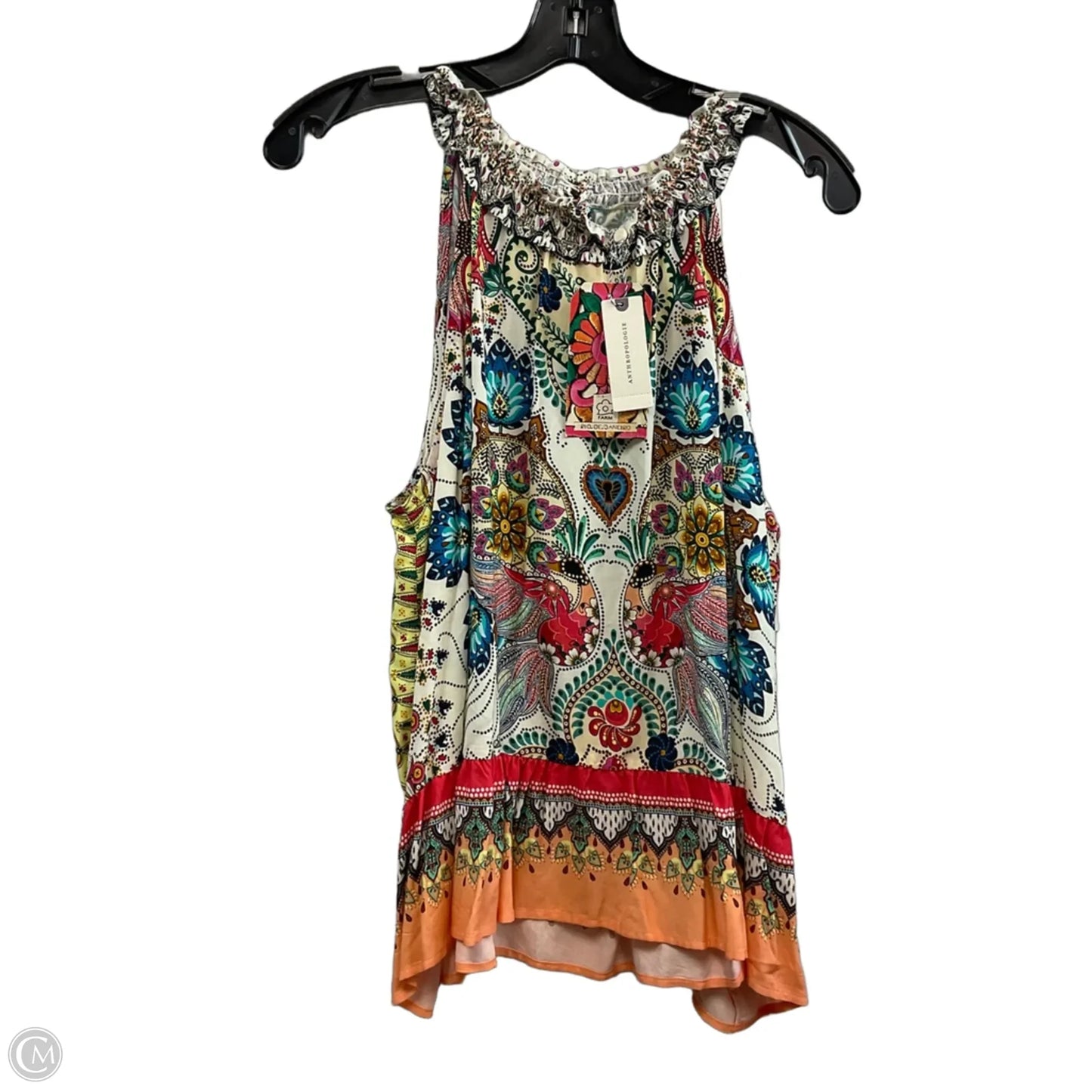 Top Sleeveless By Farm Rio In Orange & Tan, Size: L