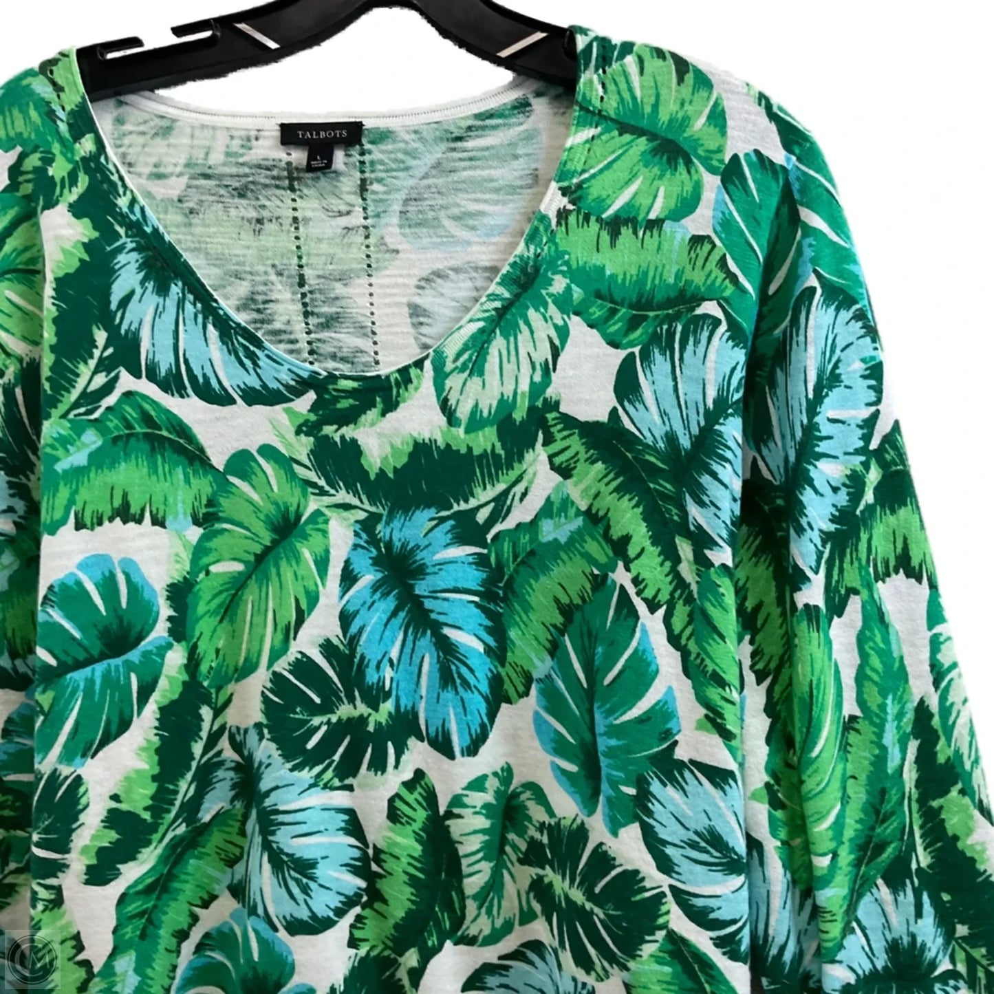 Top Long Sleeve By Talbots In Green, Size: L