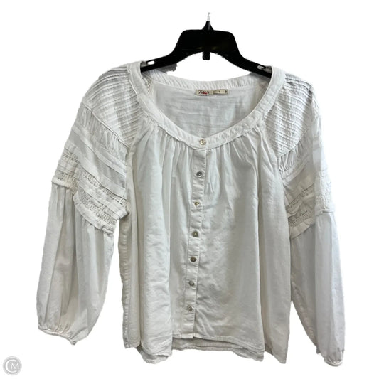 Blouse Long Sleeve By Faherty In White, Size: L