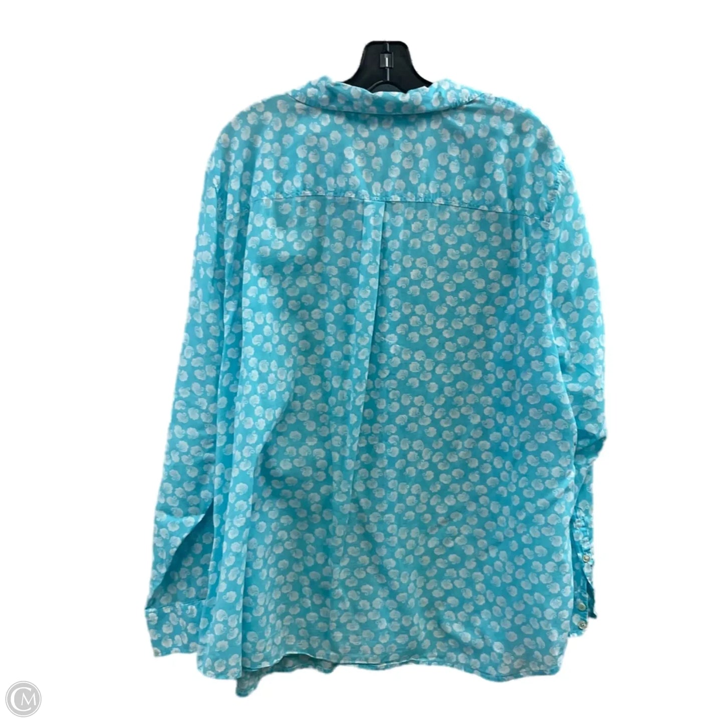 Blouse Long Sleeve By Talbots In Blue & White, Size: 3x