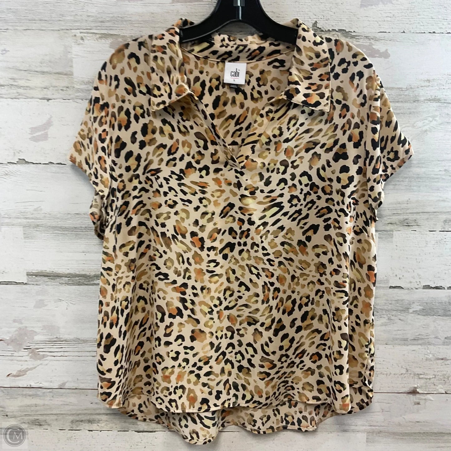 Blouse Short Sleeve By Cabi In Animal Print, Size: L