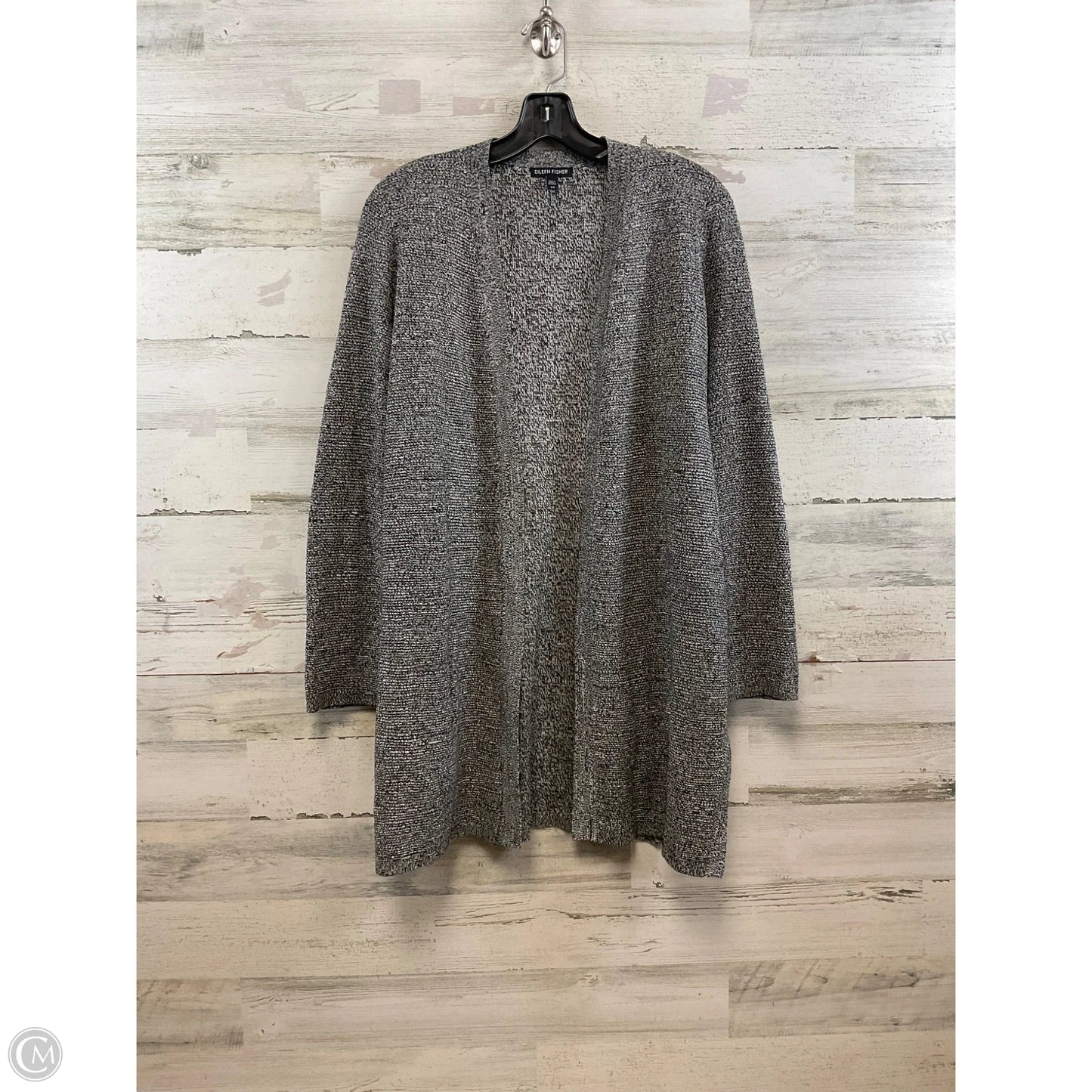 Sweater Cardigan By Eileen Fisher In Black & White, Size: S