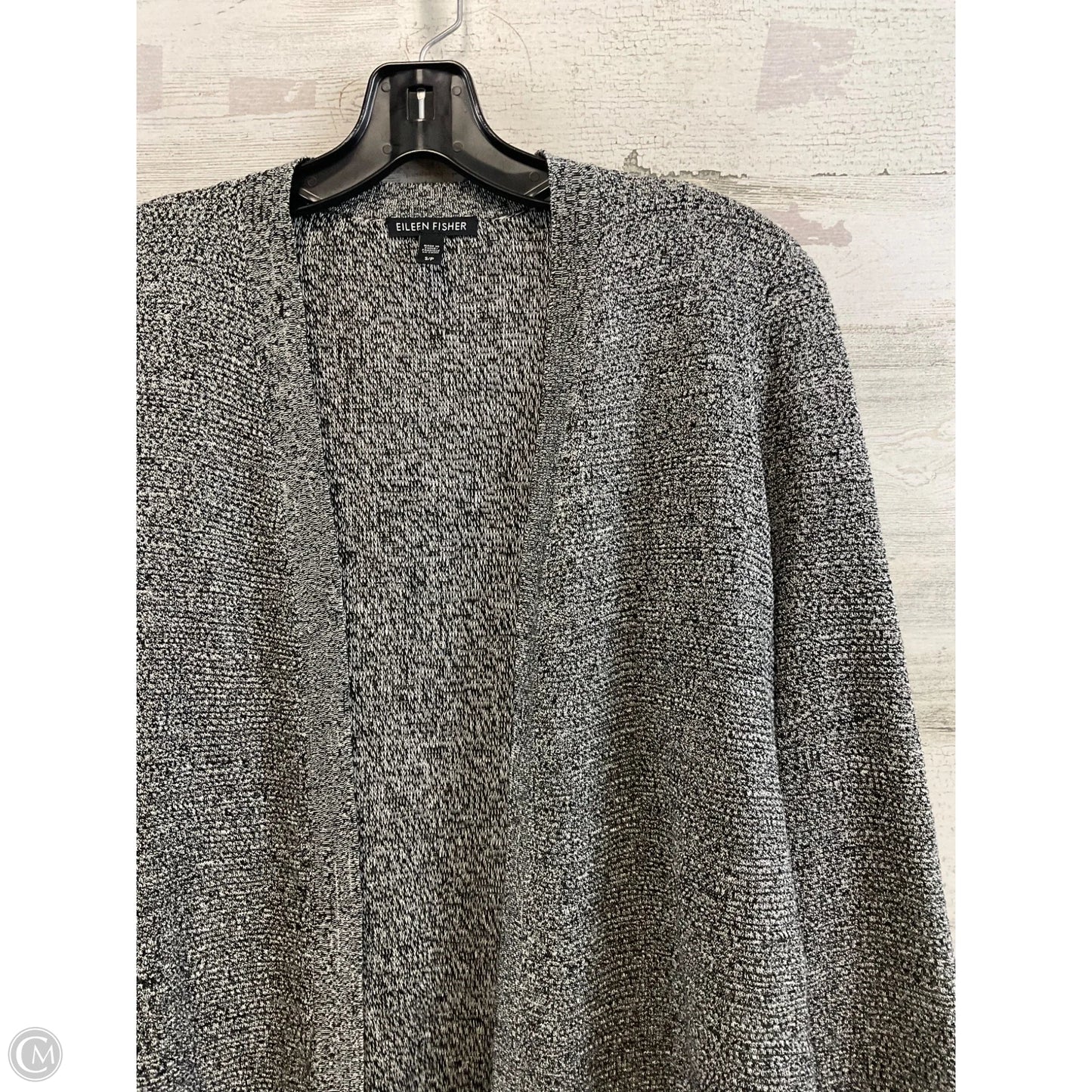 Sweater Cardigan By Eileen Fisher In Black & White, Size: S