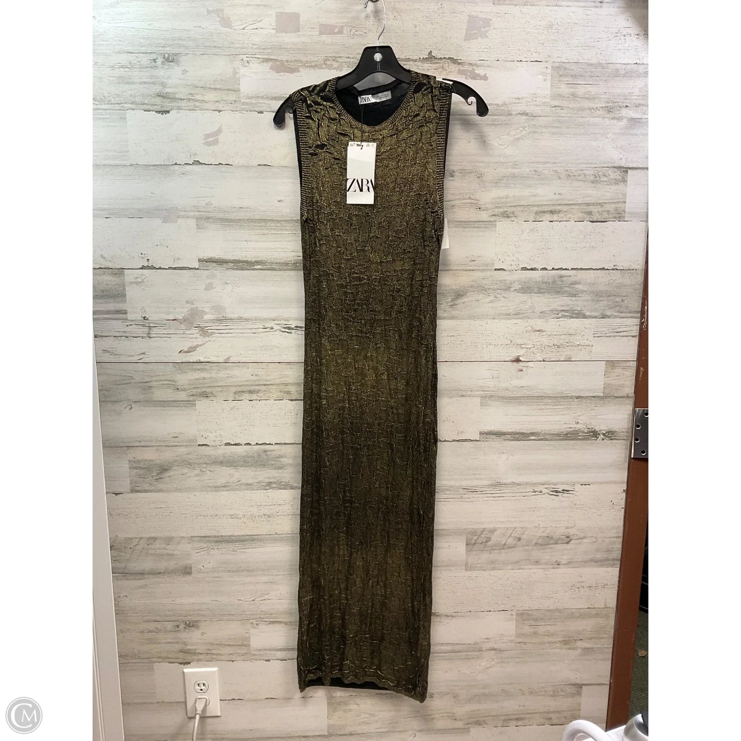 Dress Party Long By Zara In Black & Gold, Size: S