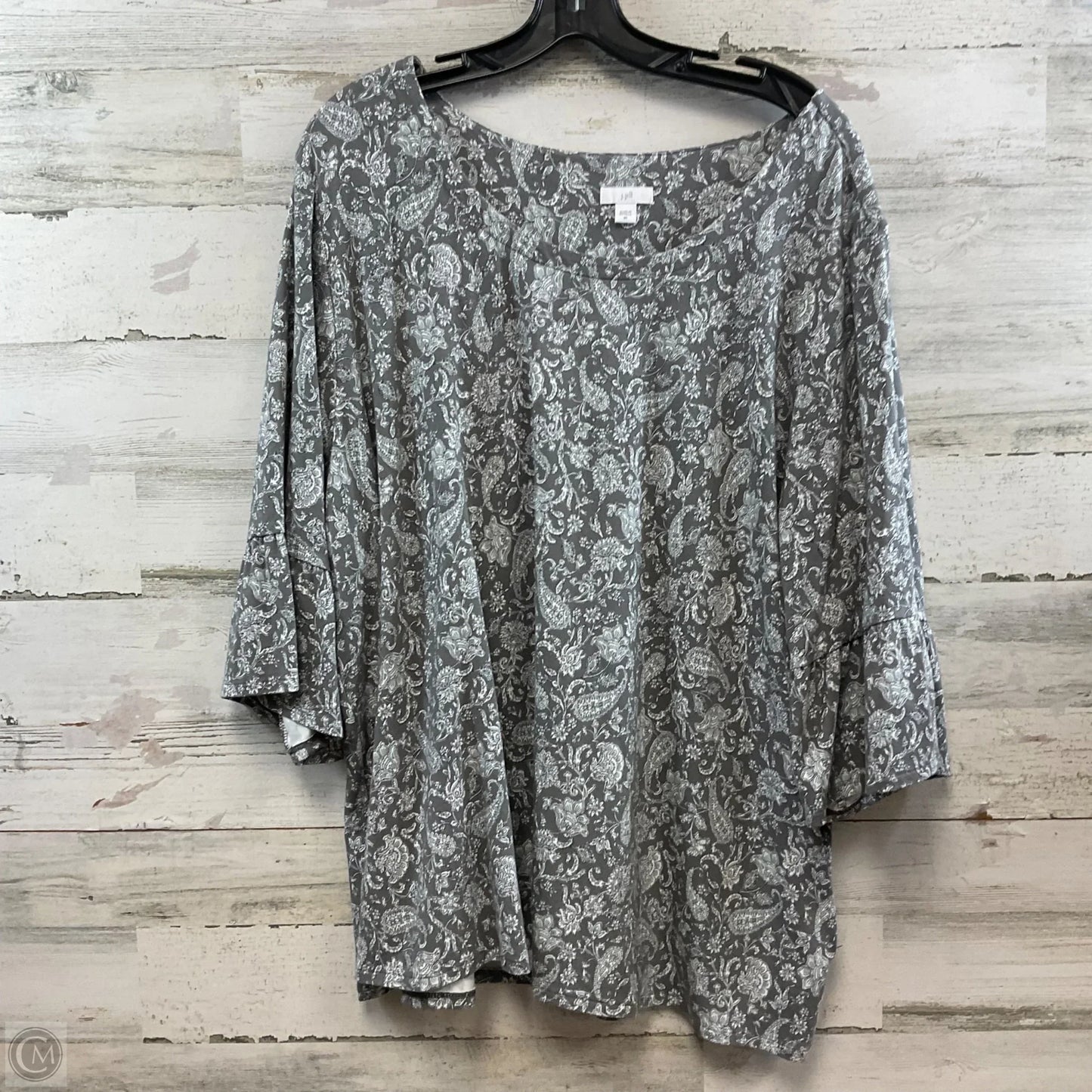 Top 3/4 Sleeve By J. Jill In Grey & White, Size: 3x