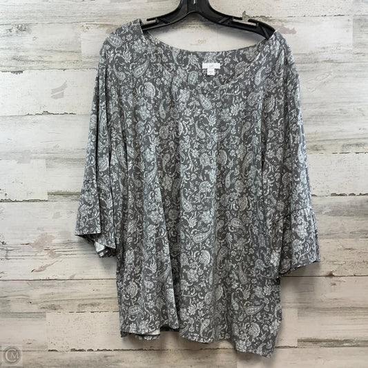 Top 3/4 Sleeve By J. Jill In Grey & White, Size: 3x