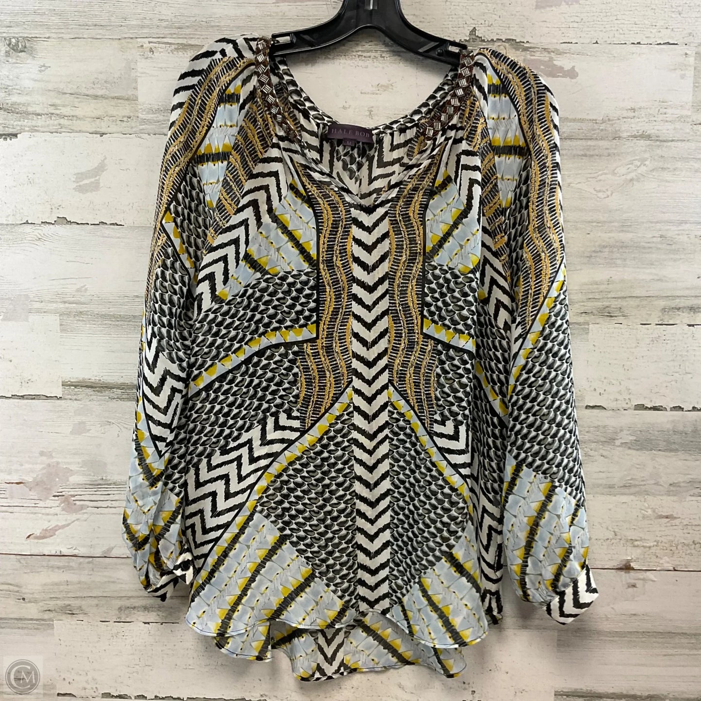 Top Long Sleeve By Hale Bob In Black & White, Size: M