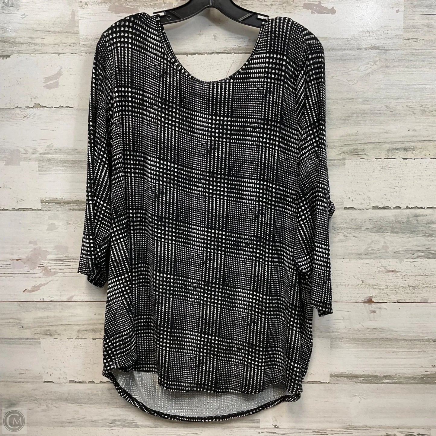 Top Long Sleeve Basic By Apt 9 In Black & White, Size: 2x