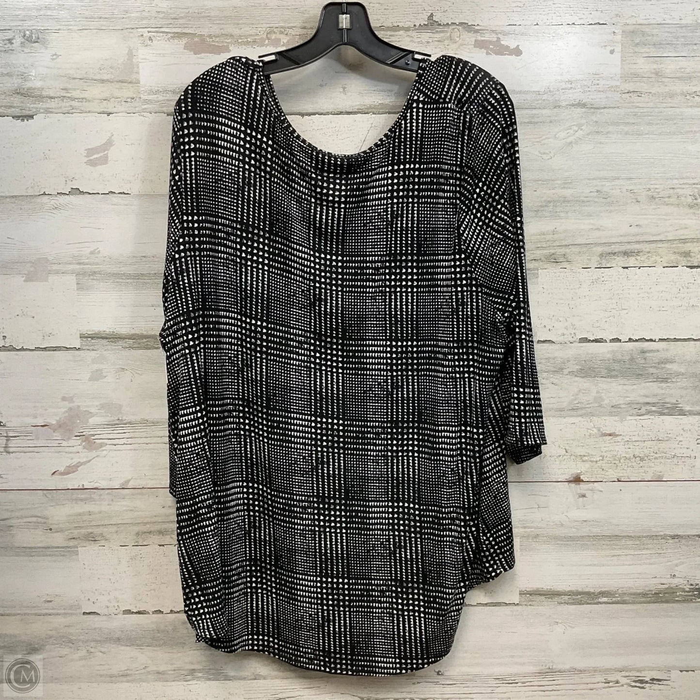 Top Long Sleeve Basic By Apt 9 In Black & White, Size: 2x