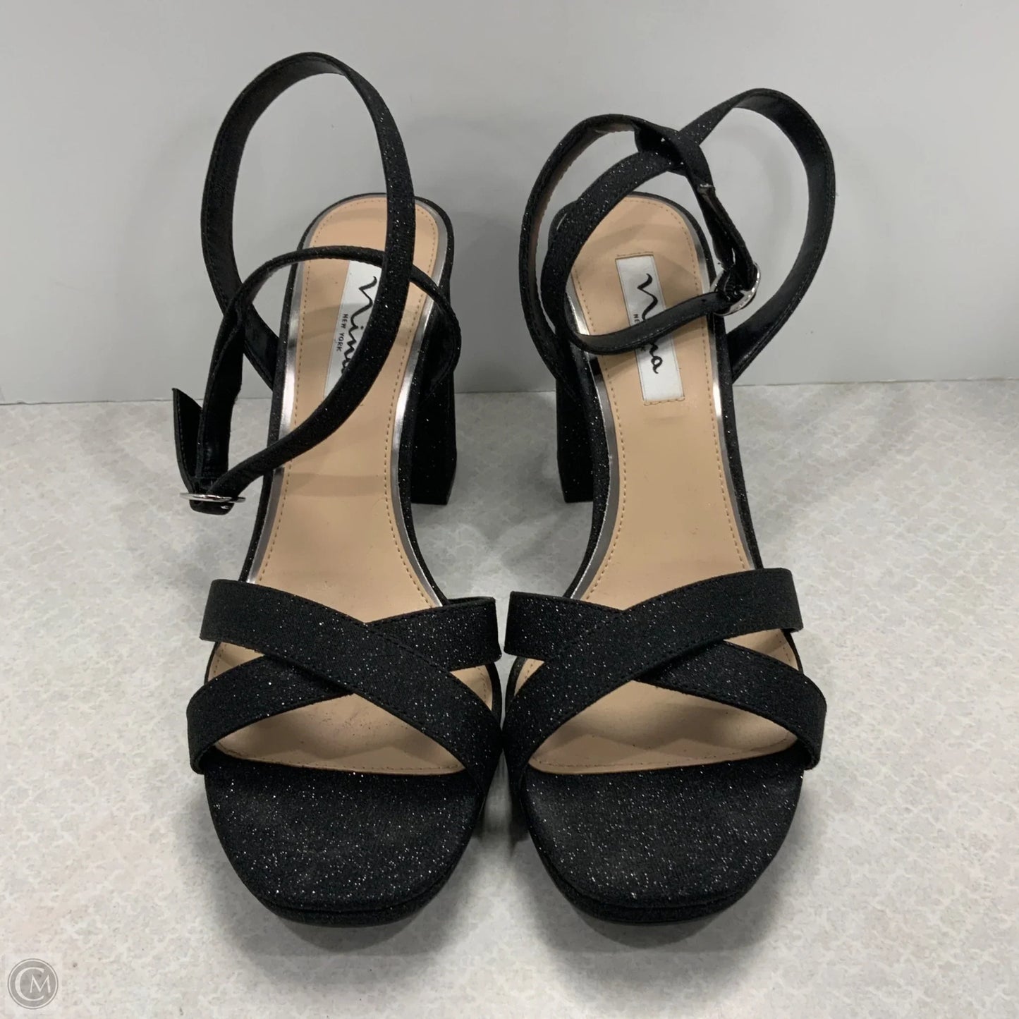 Sandals Heels Block By Nina In Black, Size: 9.5