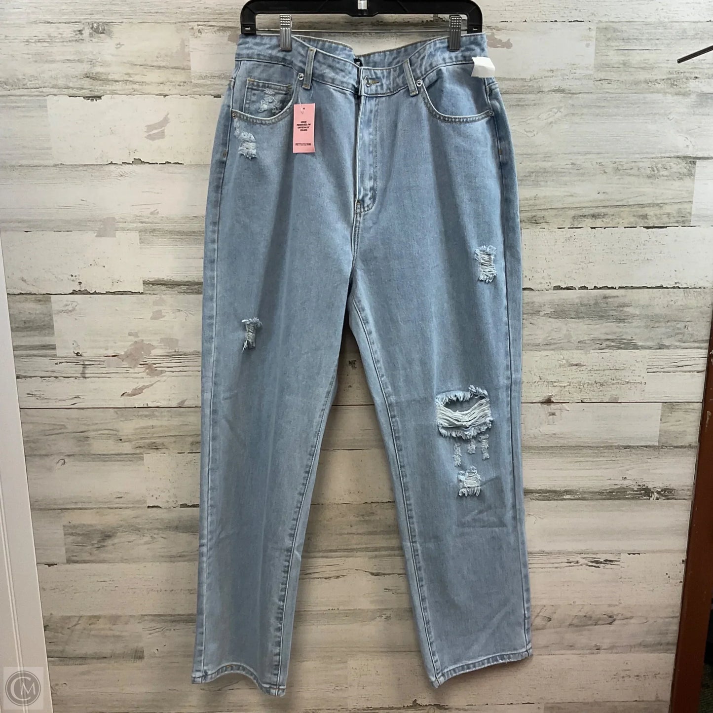 Jeans Straight By Pretty Little Thing In Blue Denim, Size: 12