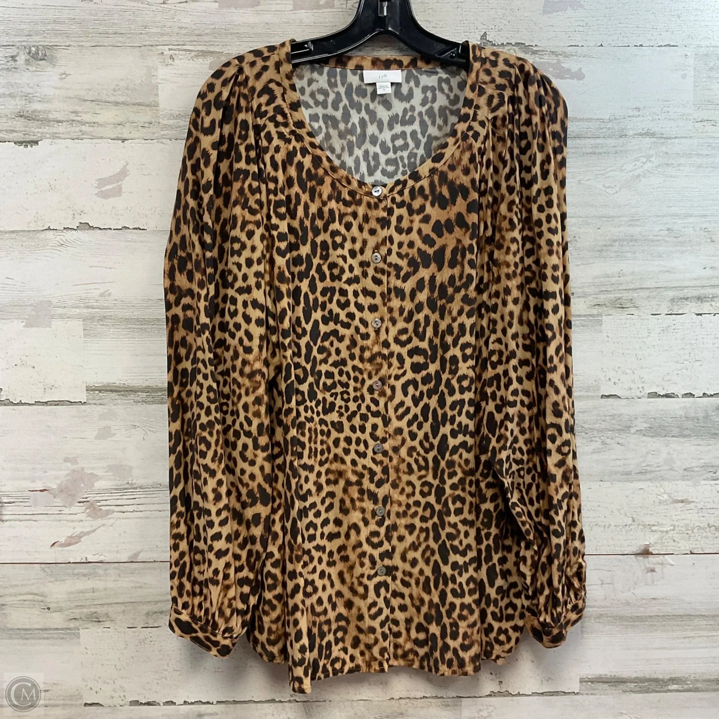 Blouse Long Sleeve By J. Jill In Animal Print, Size: 2x
