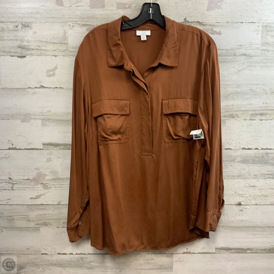 Blouse Long Sleeve By J. Jill In Brown, Size: 2x