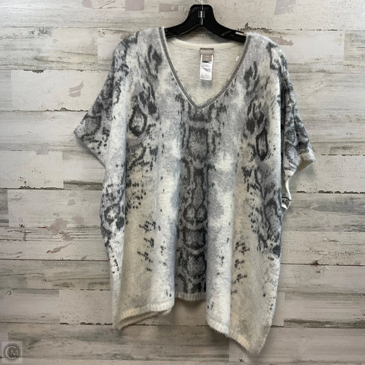 Poncho By Chicos In Grey & White, Size: S