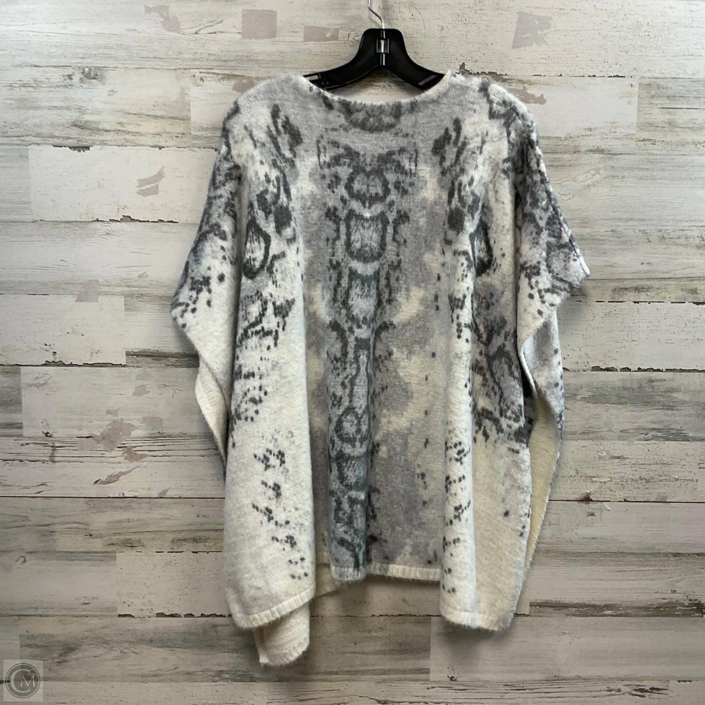 Poncho By Chicos In Grey & White, Size: S