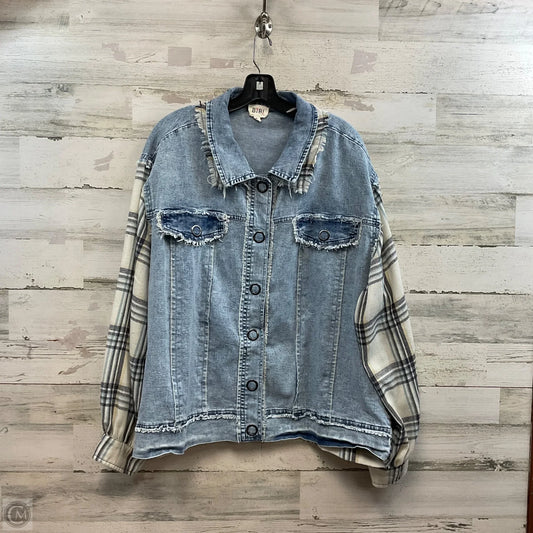 Jacket Shirt By Bibi In Blue Denim, Size: Xl
