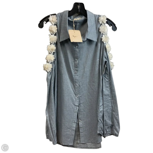 Blouse Long Sleeve By Areve In Blue, Size: L