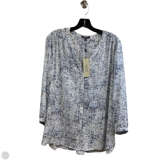 Blouse Long Sleeve By Not Your Daughters Jeans In Blue & White, Size: Xl