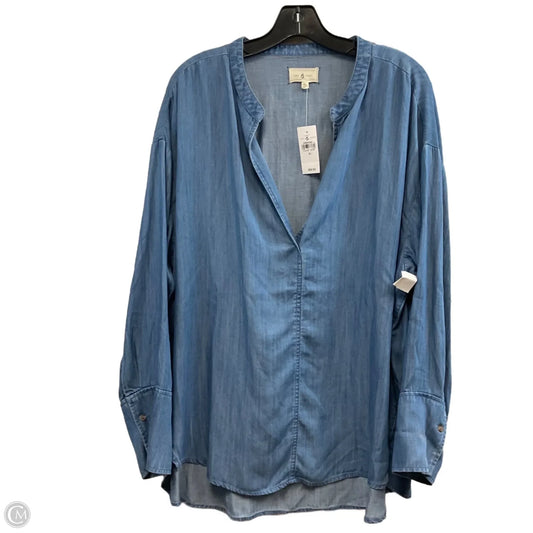 Blouse Long Sleeve By Lou And Grey In Blue Denim, Size: Xl