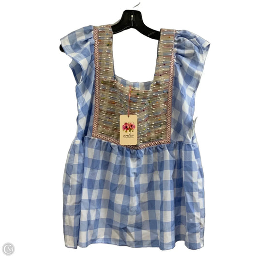 Top Short Sleeve By Entro In Blue & White, Size: L