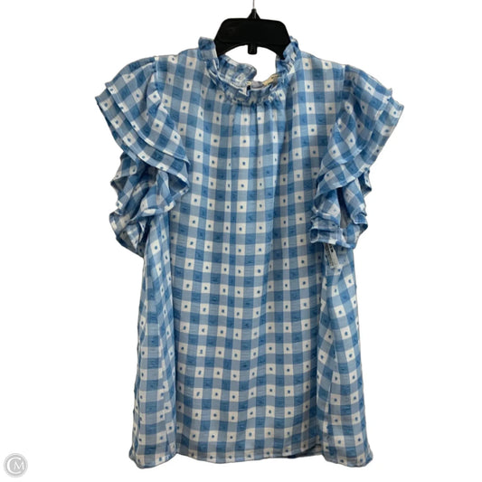 Top Short Sleeve By Entro In Blue & White, Size: L