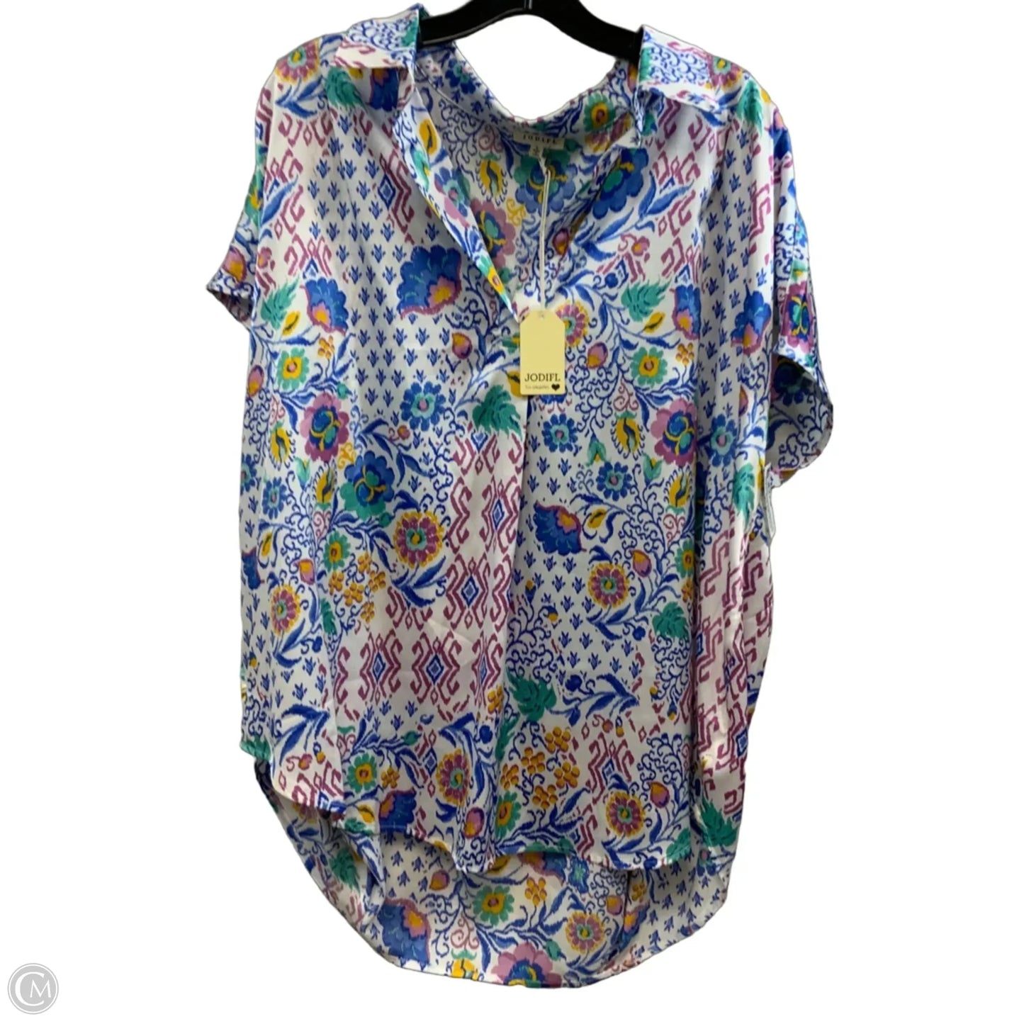 Blouse Short Sleeve By Jodifl In Blue, Size: L