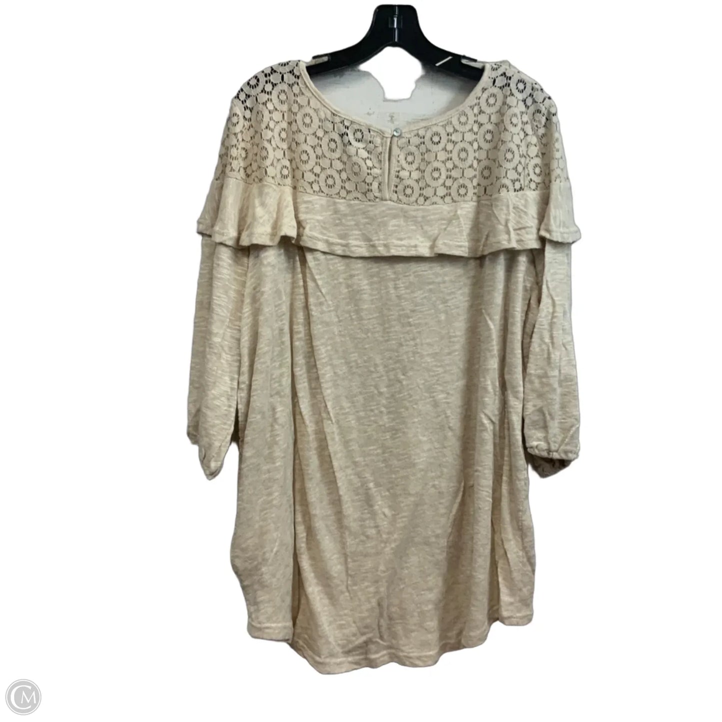 Top Long Sleeve Basic By Suzanne Betro In Tan, Size: 2x