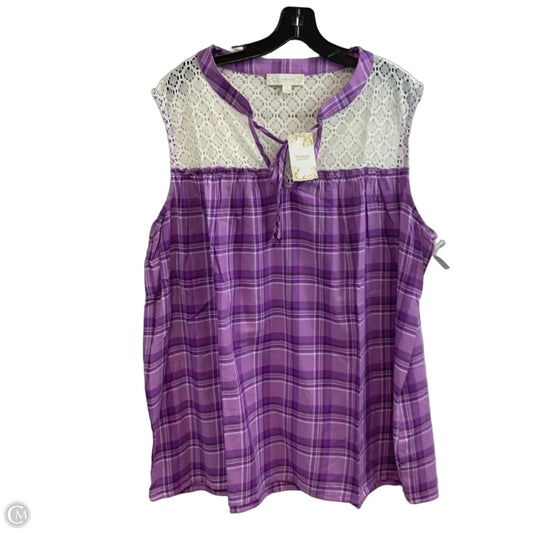 Top Sleeveless By Suzanne Betro In Purple, Size: 2x