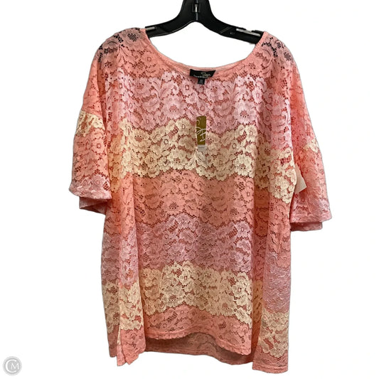Top Short Sleeve By Suzanne Betro In Pink, Size: 2x