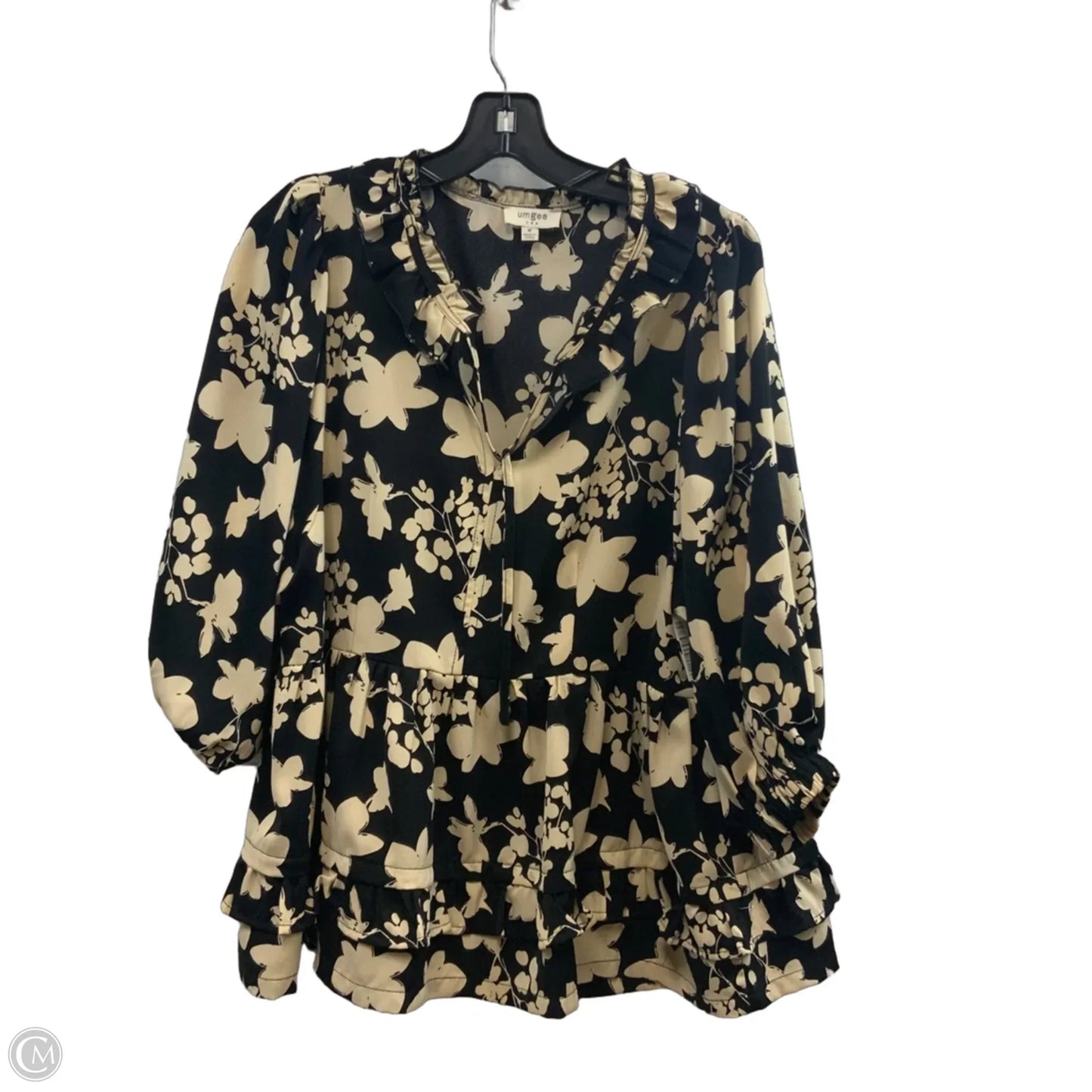 Blouse Long Sleeve By Umgee In Black & Cream, Size: M