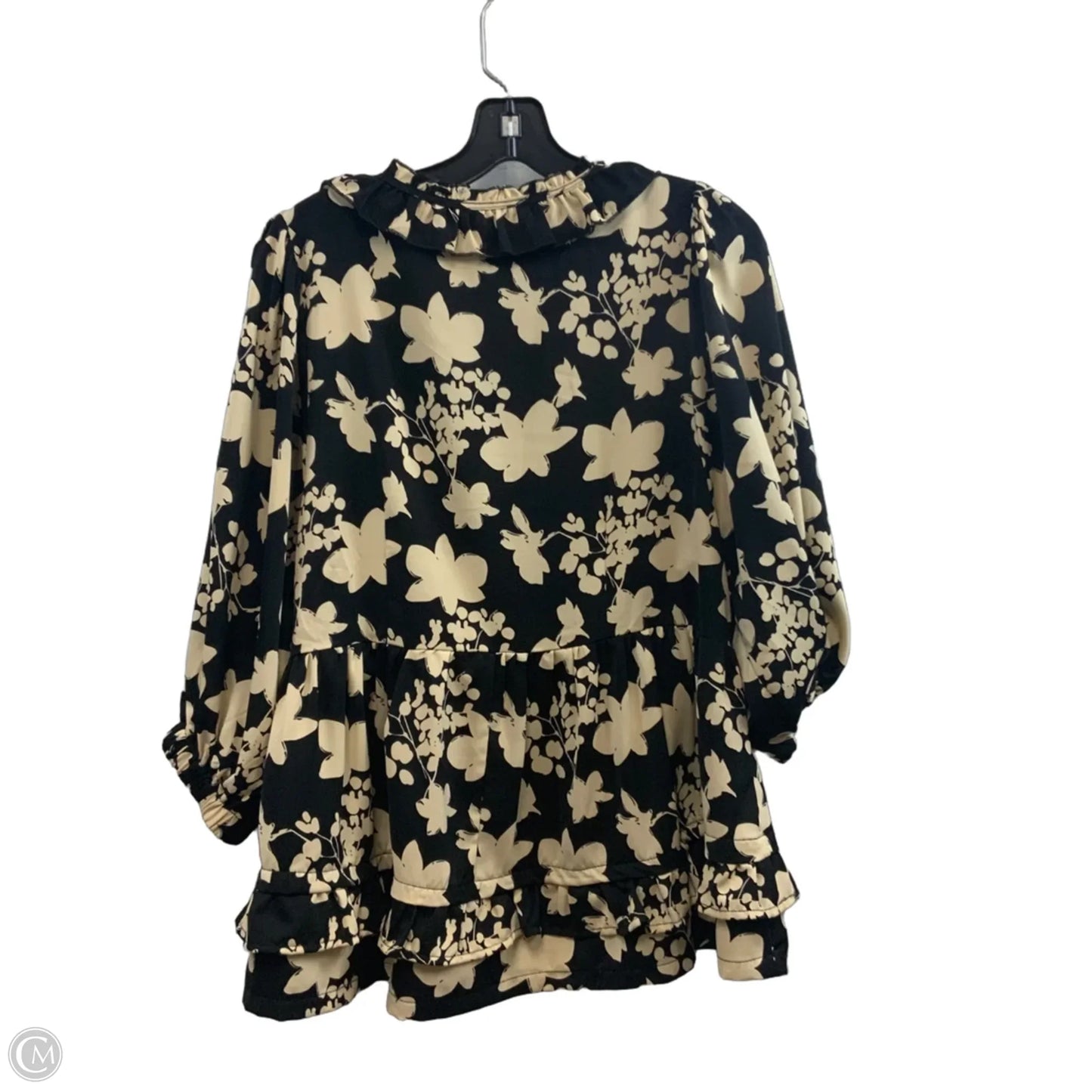 Blouse Long Sleeve By Umgee In Black & Cream, Size: M