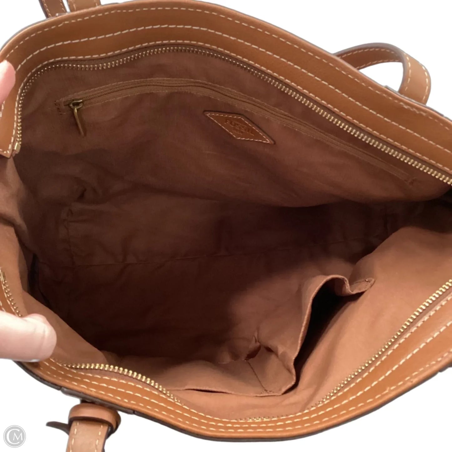 Handbag Leather By Fossil, Size: Large