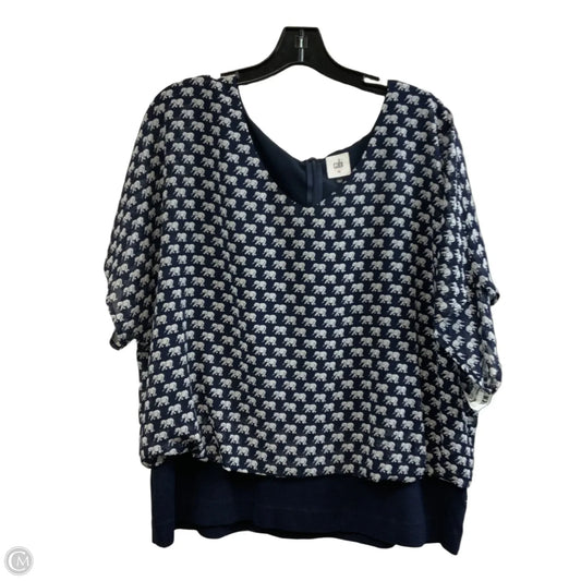 Blouse Short Sleeve By Cabi In Blue & White, Size: Xl