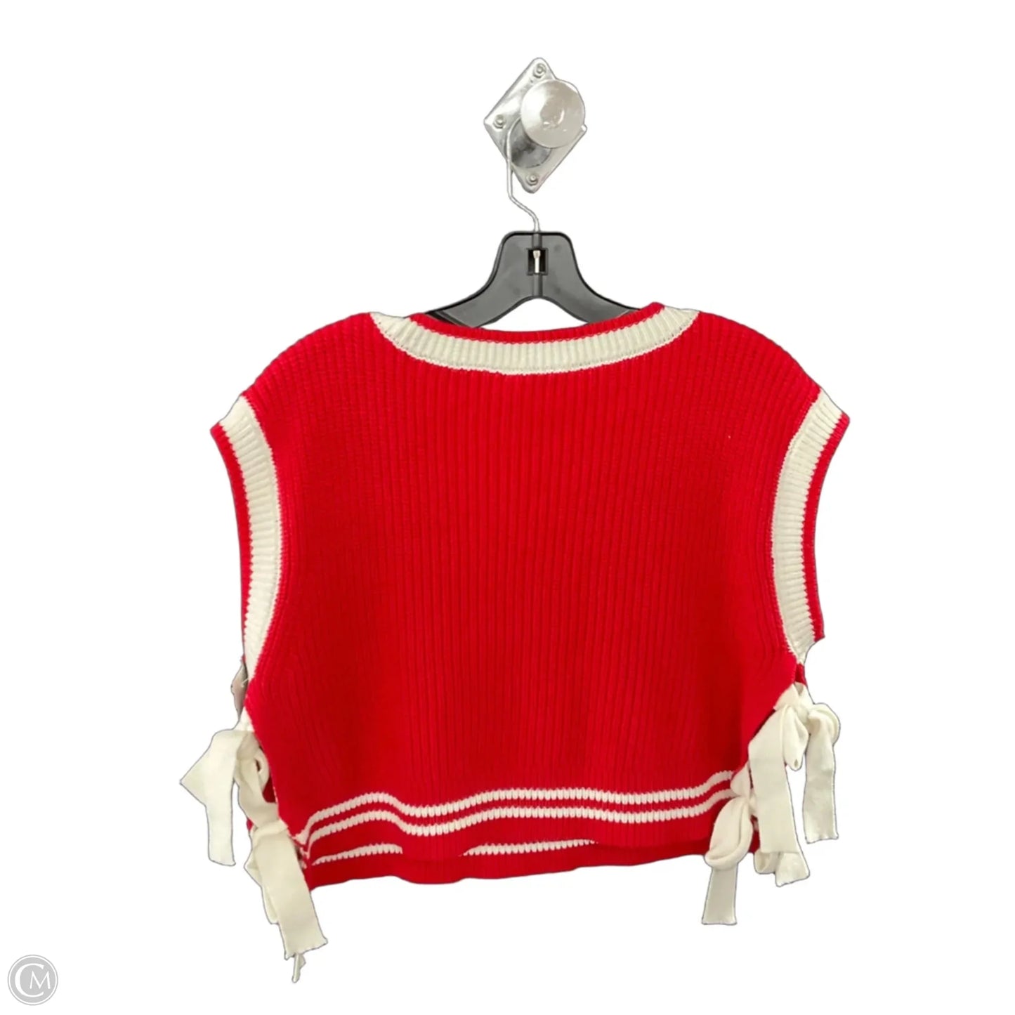 Vest Sweater By Day + Moon In Red & White, Size: S