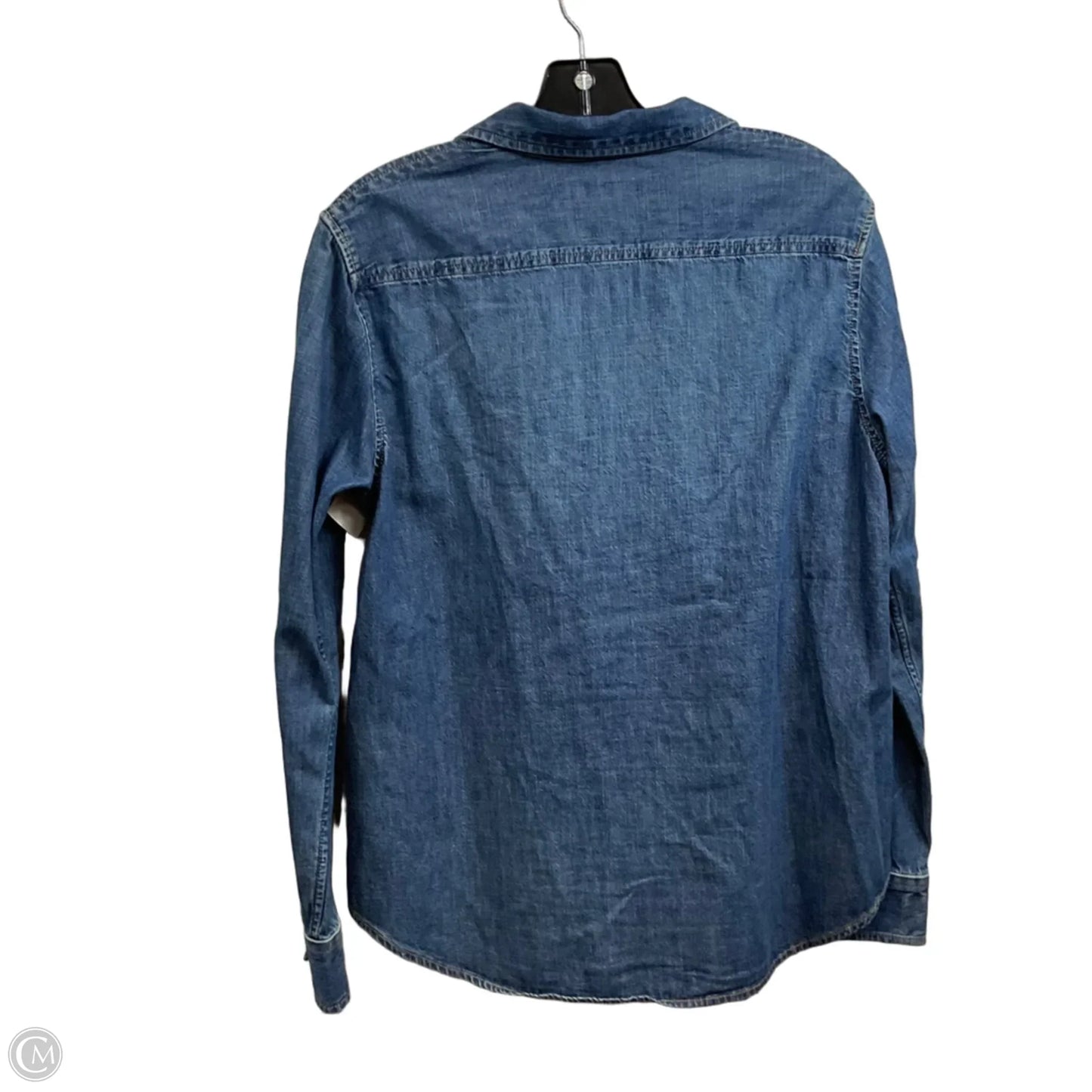 Blouse Long Sleeve By Lauren By Ralph Lauren In Blue Denim, Size: L