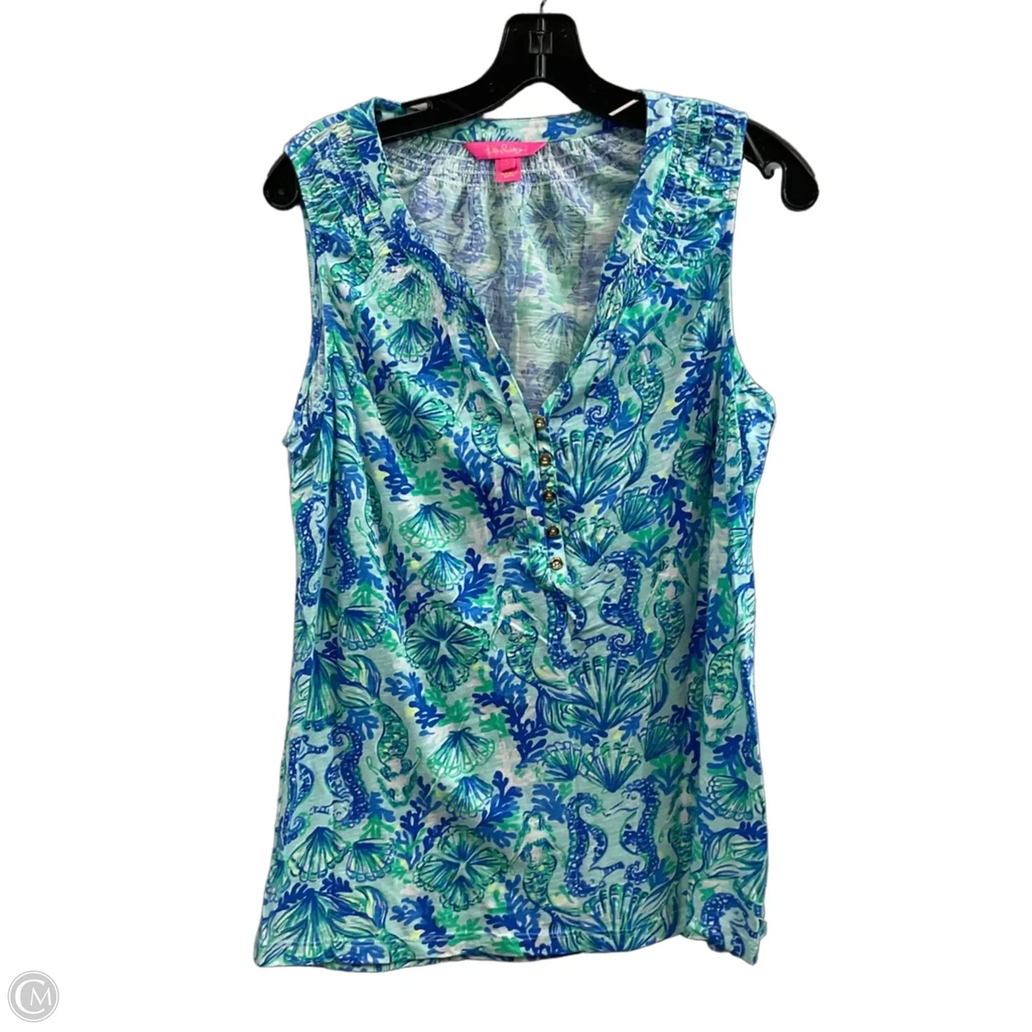 Top Sleeveless By Lilly Pulitzer In Blue & Green, Size: L