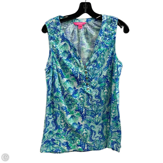 Top Sleeveless By Lilly Pulitzer In Blue & Green, Size: L