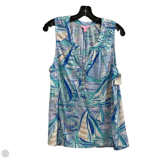 Top Sleeveless By Lilly Pulitzer In Blue, Size: L