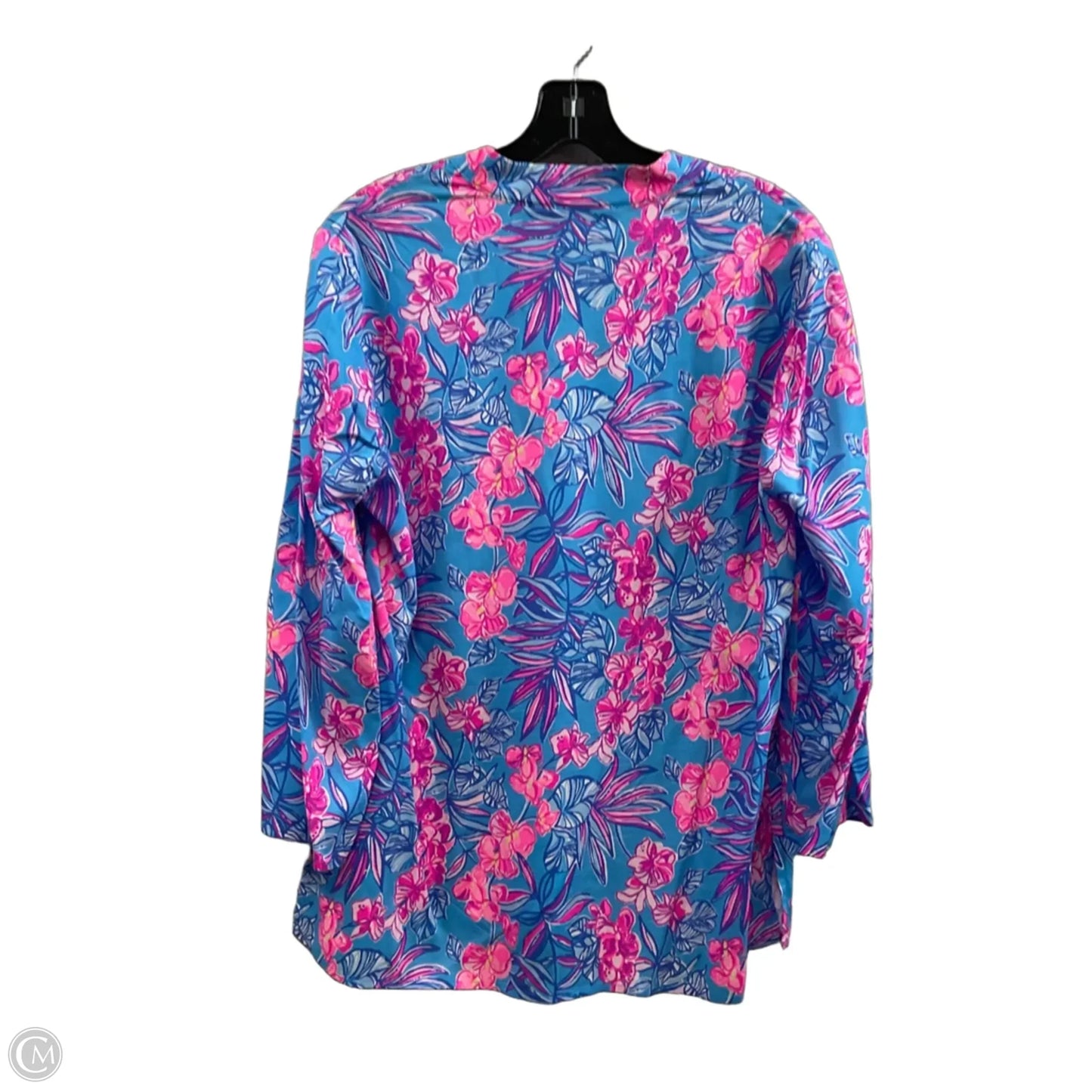 Blouse Long Sleeve By Lilly Pulitzer In Blue & Pink, Size: S