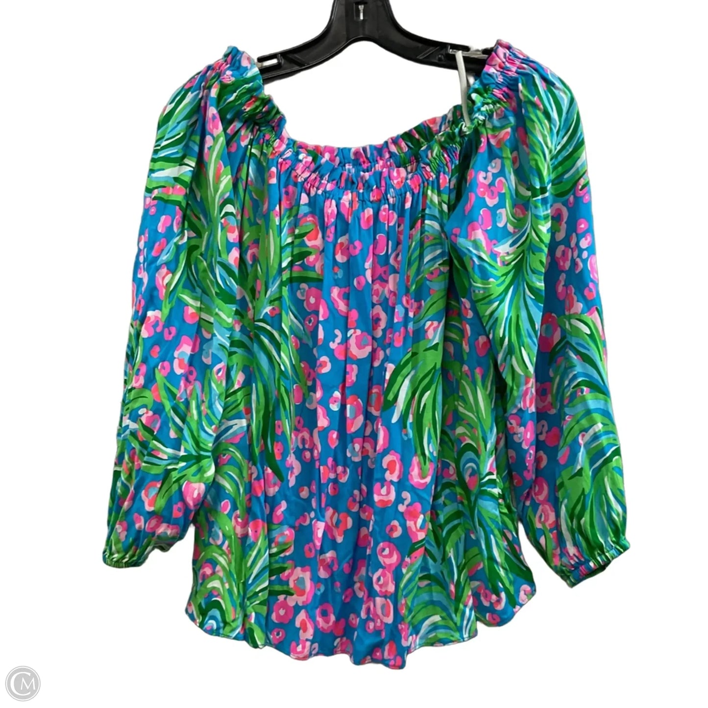 Blouse Long Sleeve By Lilly Pulitzer In Green & Pink, Size: M