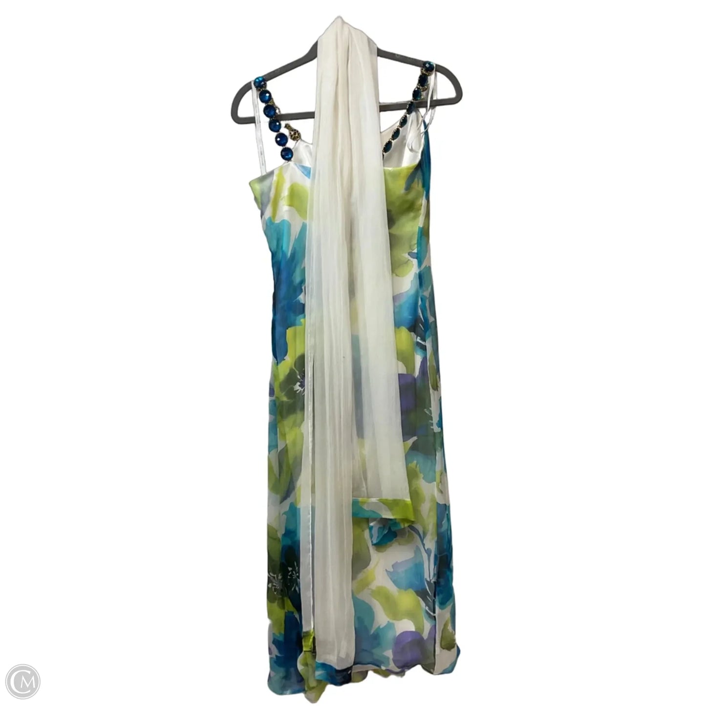 Dress Party Long By Badgley Mischka In Blue & Green, Size: S