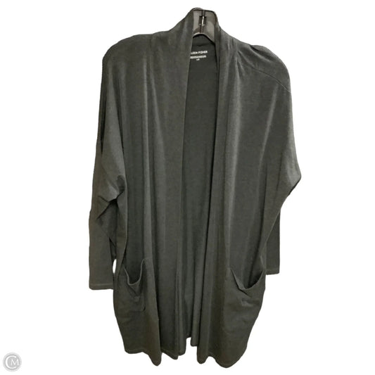 Sweater Cardigan By Eileen Fisher In Grey, Size: L