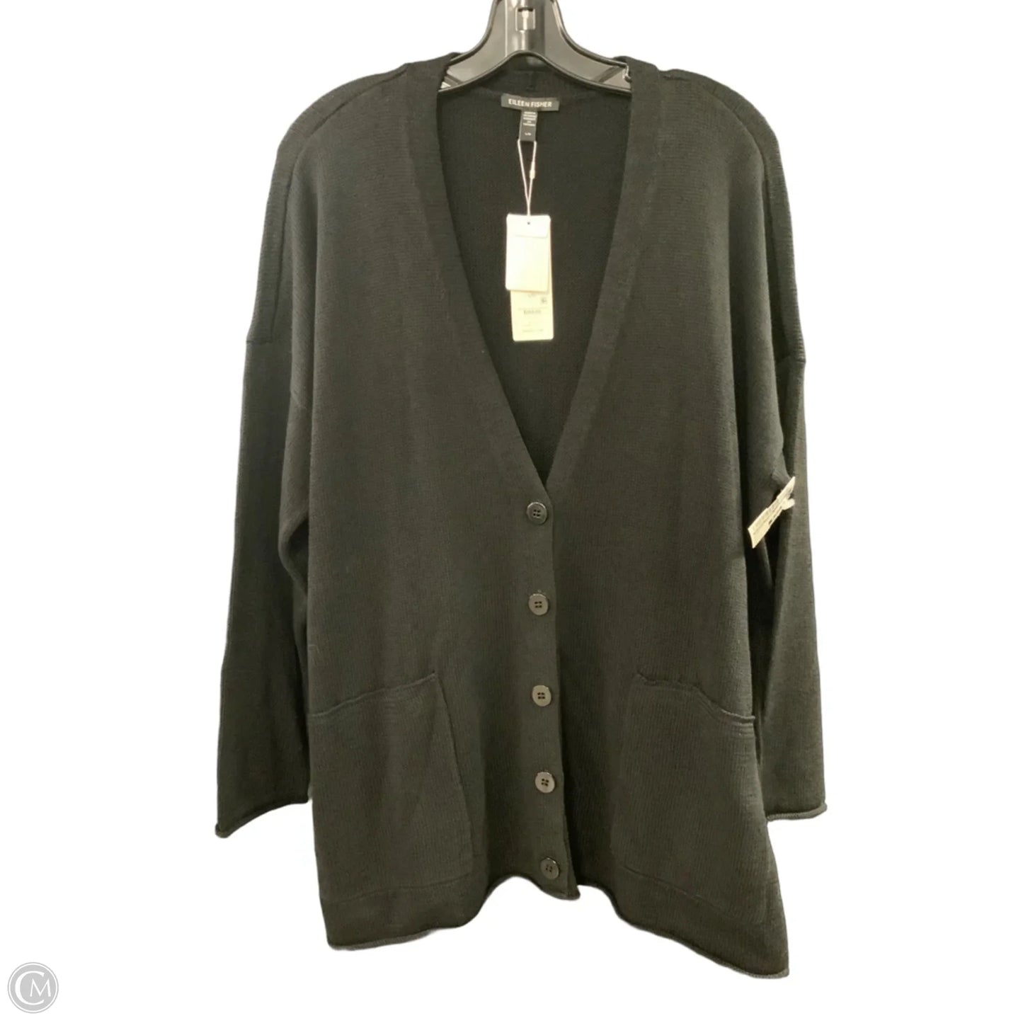 Sweater Cardigan By Eileen Fisher In Black, Size: L